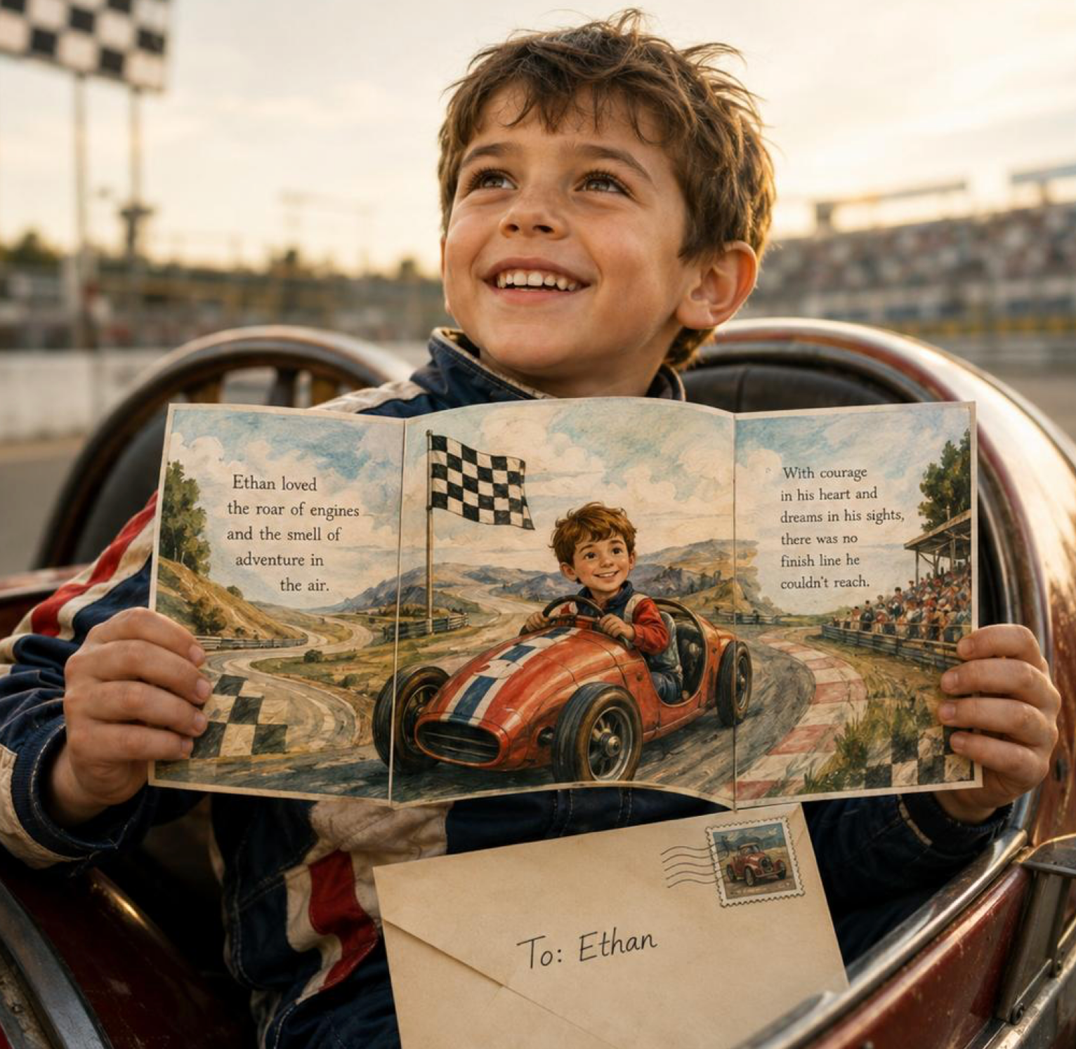 An envelope with a child's name on it
